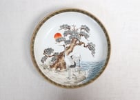 明治前期九谷焼色絵松鶴図通り物なます皿①