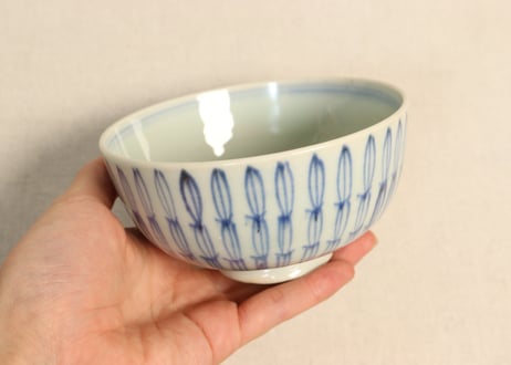 江戸中期染付木賊文蓋茶碗 蓋シミ