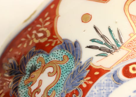 明治前期色絵兎図通り物7寸皿①
