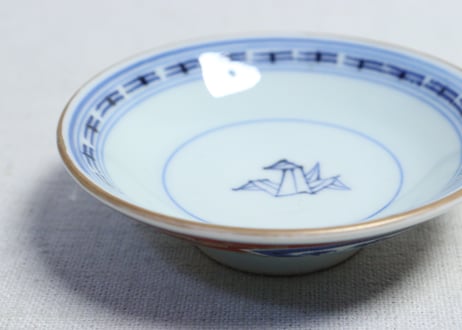 江戸幕末色絵松竹梅と幾何学文割絵蓋茶碗