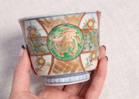 明治前期色絵鳳凰図向付 5客組 1客ノミホツ