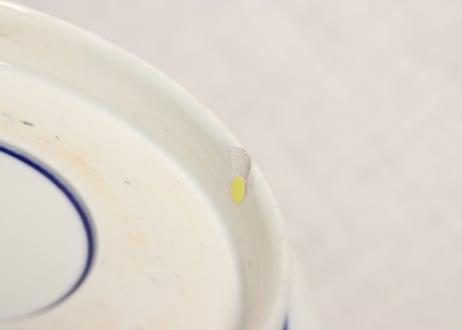 明治前期染付菖蒲と蝶図大なます皿 高台ホツ