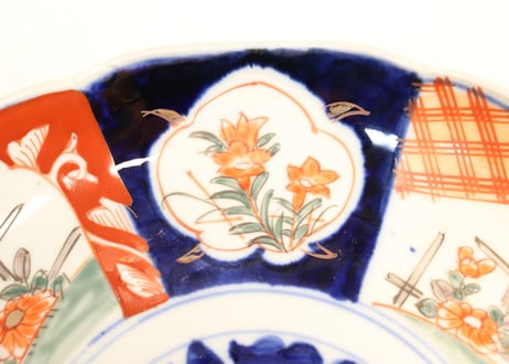 明治前期色絵菊と桔梗図7寸皿①　濃いめ