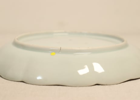 江戸幕末染付柳に牡丹図７寸皿②窯傷