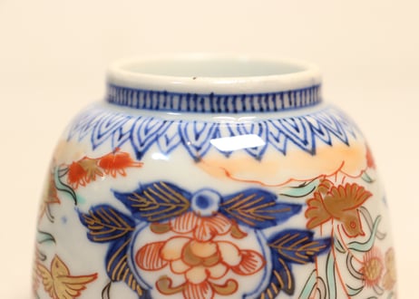 明治前期色絵芦に鳥と牡丹図通り物向付