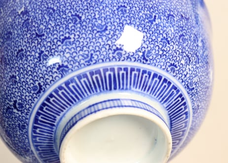 明治前期紙刷微塵唐草図飯茶碗
