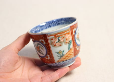 江戸後期色絵水仙と桜図向付 5客組
