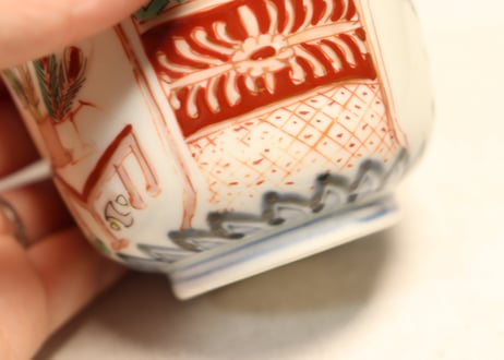 明治前期色絵弓矢と道具図向付