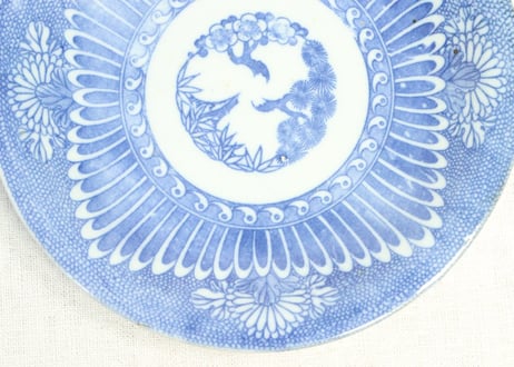 明治後期~大正銅判菊と花弁図6寸皿