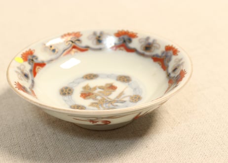 明治前期色絵龍と宝珠に人物図通り物飯茶碗②蓋少甘手