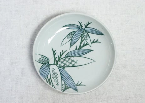 明治後期～大正銅判笹図5寸皿