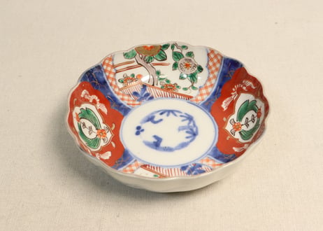 明治前期色絵四方に花図なます皿