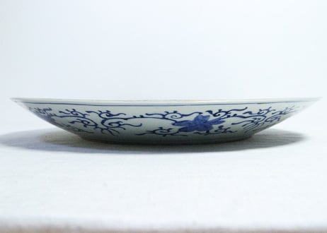 明治前期色絵桜と御所車図尺３寸尺皿