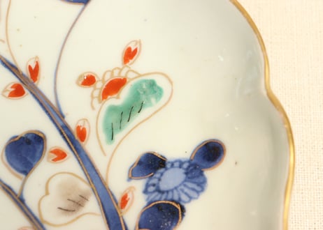 江戸後期色絵秋海棠図7寸皿
