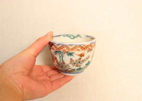 明治前期色絵松竹梅と鳥図向付