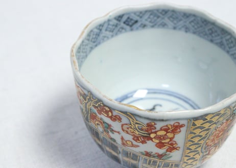 明治前期色絵梅に鶯図向付