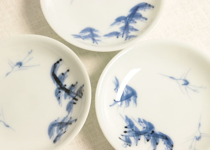 明治後期~大正染付松鶴図小皿 個体差多め | 吉祥寺PukuPuku