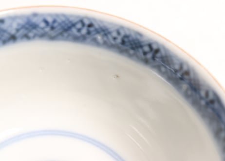 明治前期色絵松竹梅に鶴亀図通り物飯茶碗①