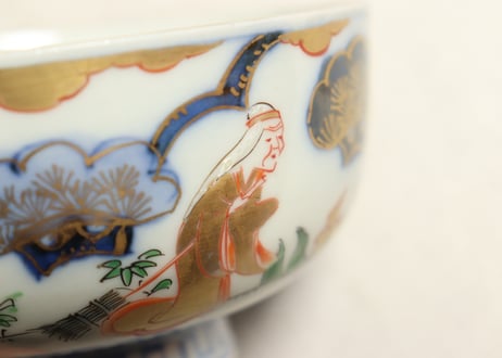 明治前期色絵高砂図通り物蒸茶碗