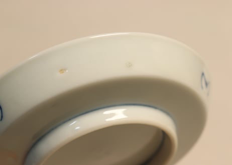 明治後期～大正染付剣先放射文図縁立ち小皿