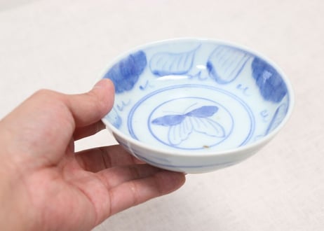 江戸幕末染付蝶図なます皿