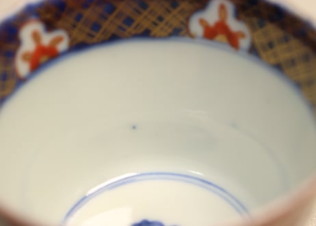 明治前期色絵菊と牡丹図端反り向付