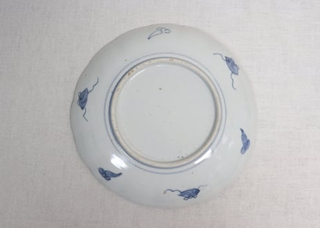 明治前期色絵六方に牡丹と水仙図7寸皿①少甘手
