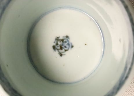 江戸後期染付草と縦縞図猪口