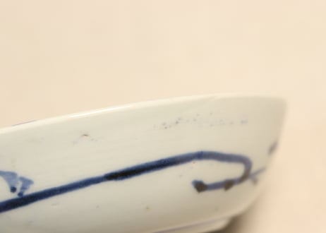 江戸後期染付撫子図なます皿①薄め　フリモノ,少甘手