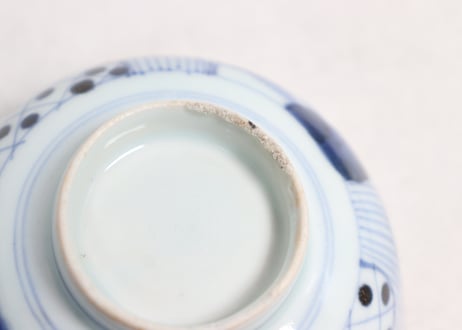 江戸幕末染付丸文散らし図蓋茶碗①