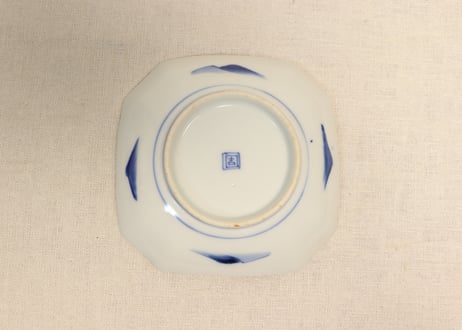 明治後期～大正染付山水図角皿