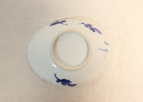 明治後期～大正金彩菊図菊花型楕円深皿①色擦れ