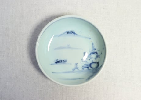 江戸後期染付山水図なます皿