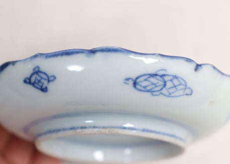 明治前期染付雲鶴図小皿①