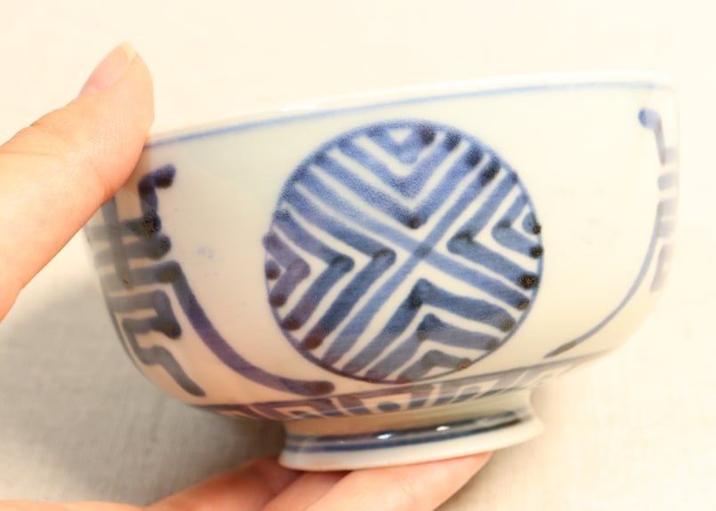 江戸後期染付丸文と文字図蓋茶碗②薄め | 吉祥寺PukuPuku