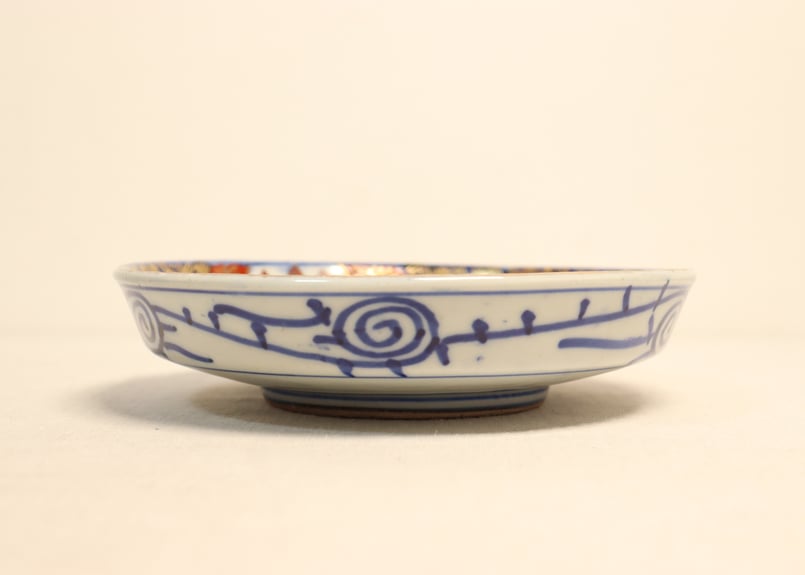 明治前期色絵山水と桐と松梅図縁立ち6寸皿② 少かたつき | 吉祥寺PukuPuku