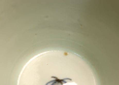 江戸後期染付杉菜に縞図猪口