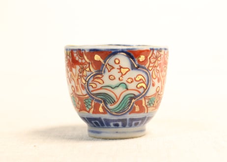 明治後期~大正色絵桜と波千鳥図通り物小向付