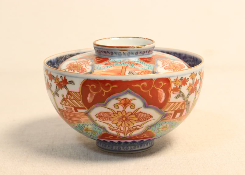 江戸後期色絵紅葉と屋敷図飯茶碗 5客組 | 吉祥寺PukuPuku