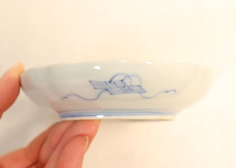 明治前期色絵松鶴図通り物小皿②　松薄め