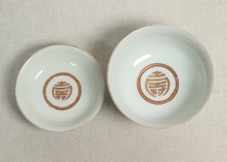 明治前期色絵三方菊図通り物飯茶碗