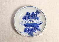 明治後期～大正銅判扇面に富士図小皿