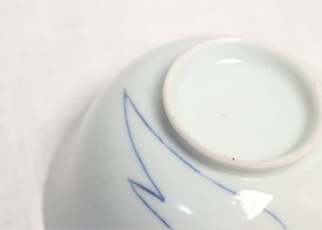 江戸後期染付大根図蓋茶碗5客組 内1客ノミホツ
