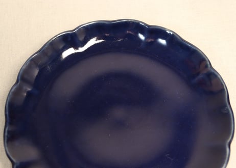 江戸幕末瑠璃釉7寸皿　釉ムラ,釉飛び
