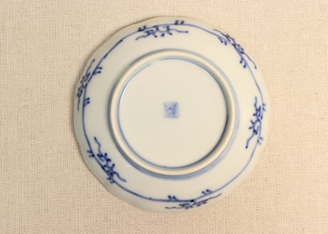明治前期染付放射文図通り物小皿