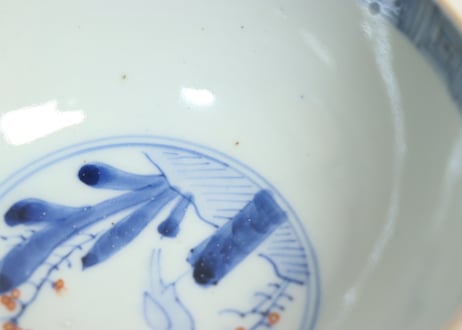 明治前期色絵柳に鮎図蓋茶碗①