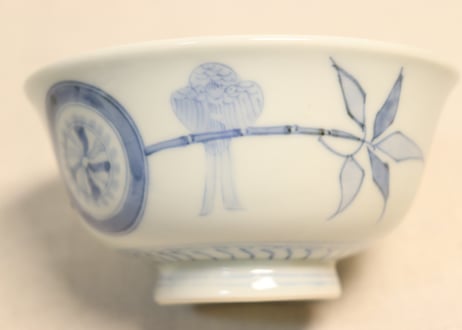 明治後期～大正染付枝に小鳥図飯茶碗①