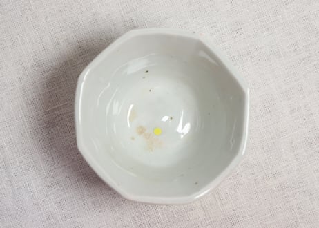 江戸中期白磁陽刻人物と漢詩図八角向付　部分甘手