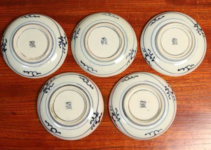 染付　龍紋小皿4点　梅蘭竹菊　送料込み260118 江戸中期筒江窯染付梅と竹図小皿 5客組 | 吉祥寺PukuPuku