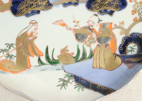明治前期色絵高砂図通り物7寸皿